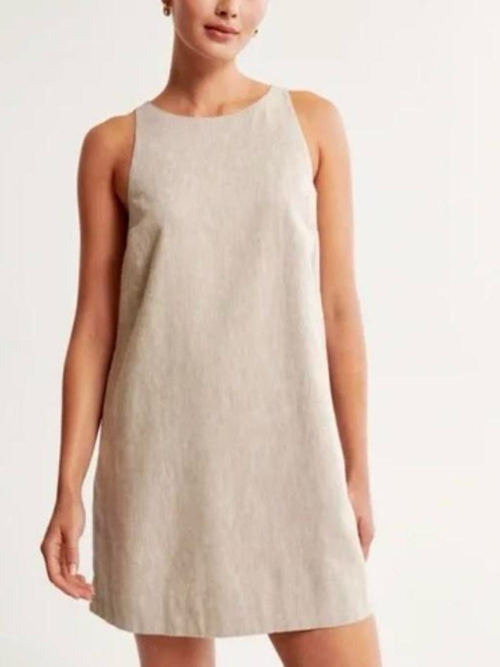 Abercrombie & Fitch Sleeveless Mini Shift Dress in Beige